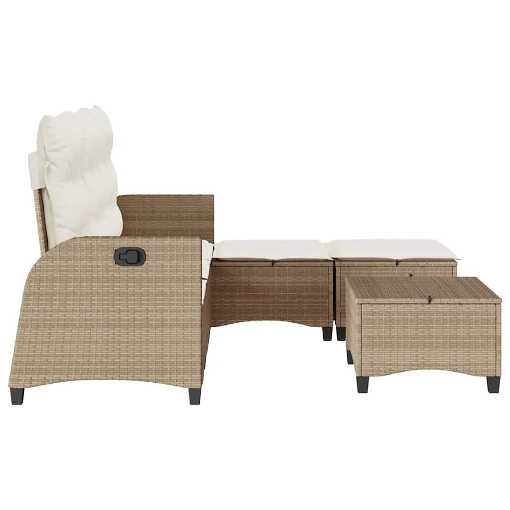 L-Shaped Garden Sofa Set 3 Piece Outdoor Patio Furniture with Cushions Beige