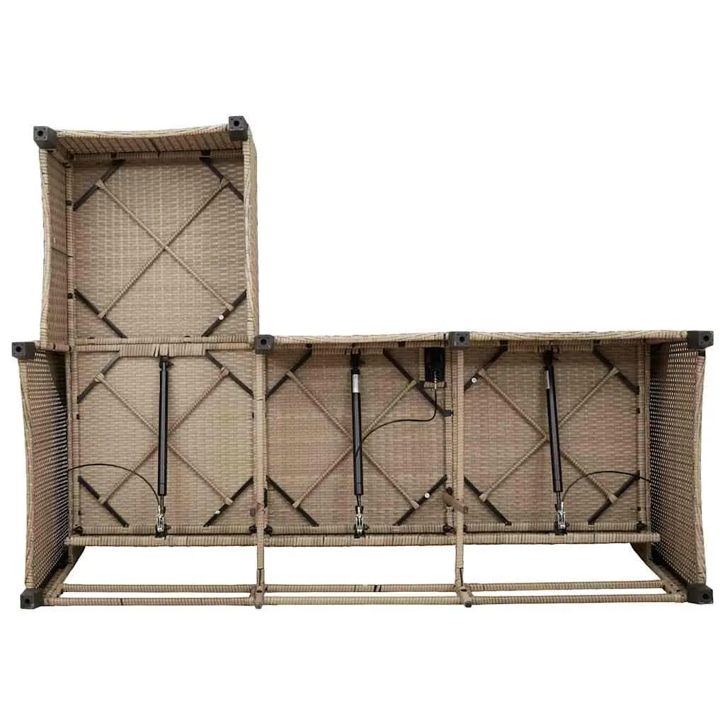L-Shaped Garden Sofa Set 3 Piece Outdoor Patio Furniture with Cushions Beige