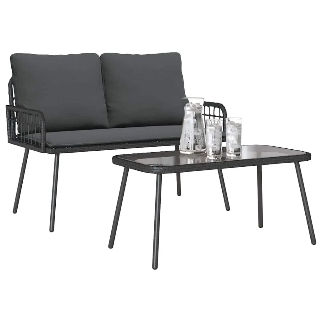 Black Poly Rattan Garden Dining Set