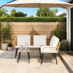Garden Sofa Set Specifications: 2-Seater Brown Rattan