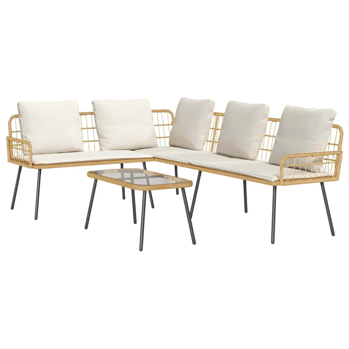 Garden Sofa Set 2 pcs Poly Rattan Outdoor Patio Lounge Furniture Brown