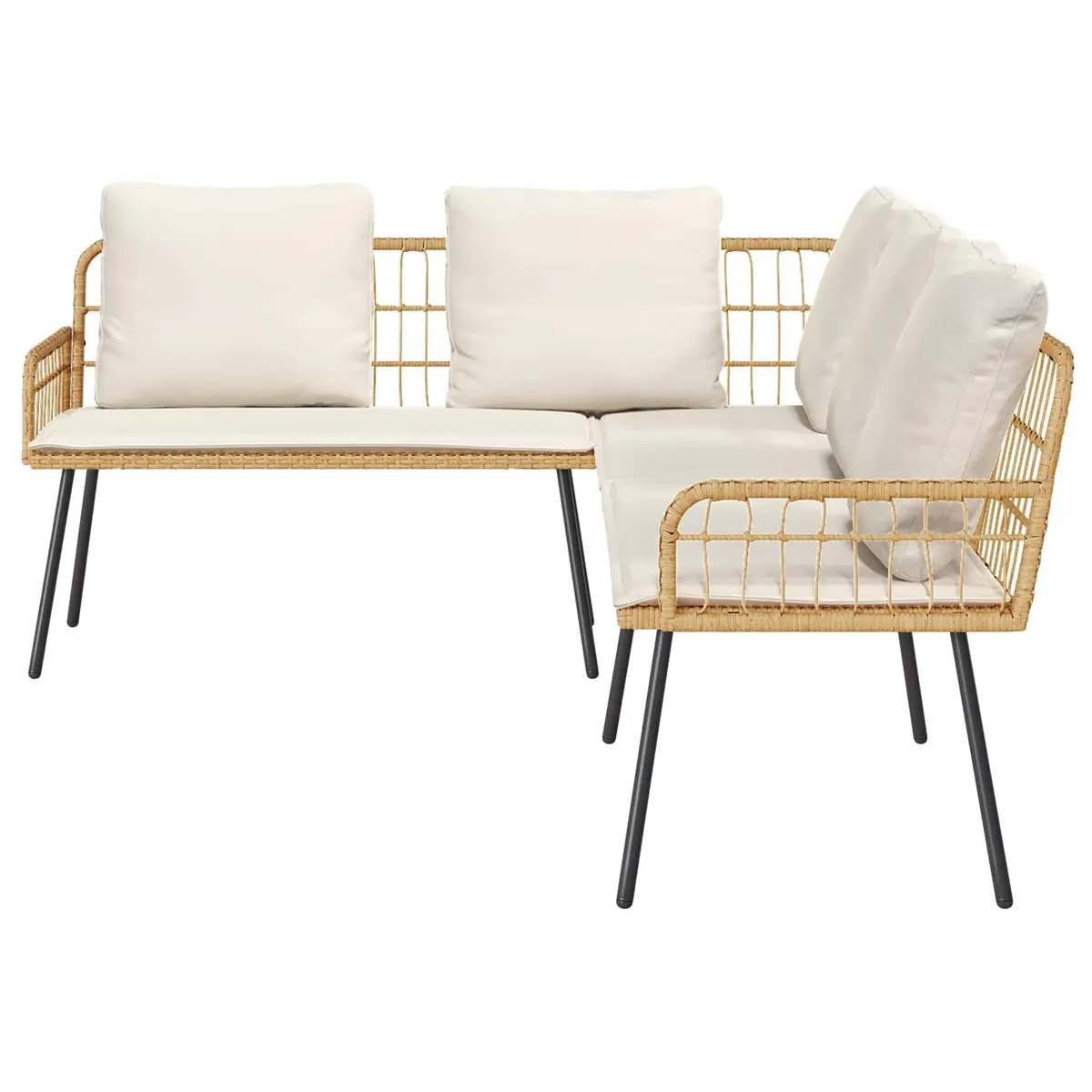 Garden Sofa Set 2 pcs Poly Rattan Outdoor Patio Lounge Furniture Brown