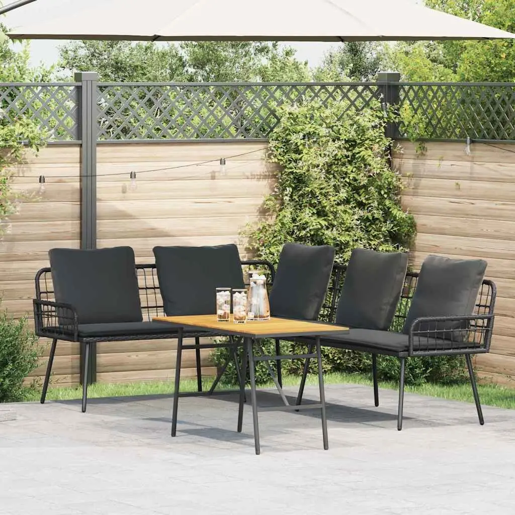Garden Sofa Set 2 Piece Outdoor Furniture Black Poly Rattan Patio Lounge Seating