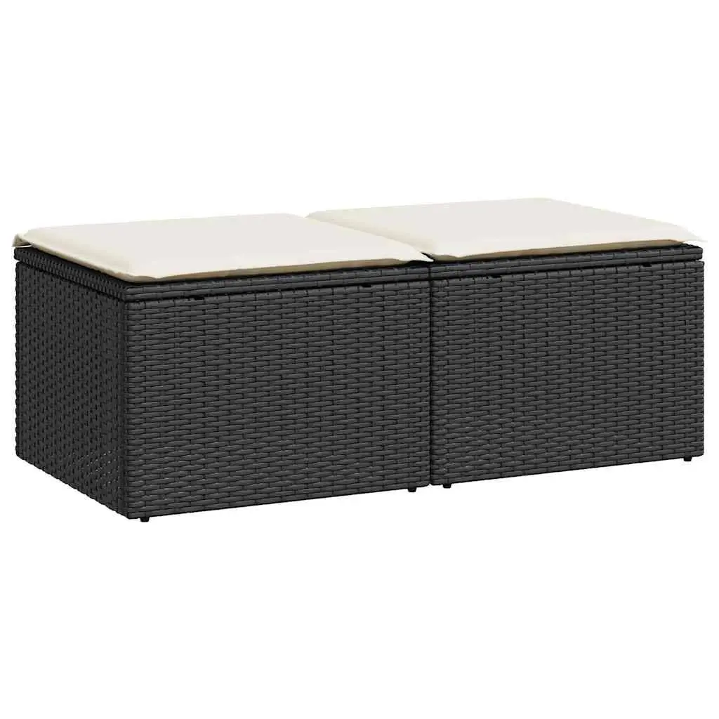 Outdoor Garden Sofa Set 2 Piece Black Rattan Patio Furniture
