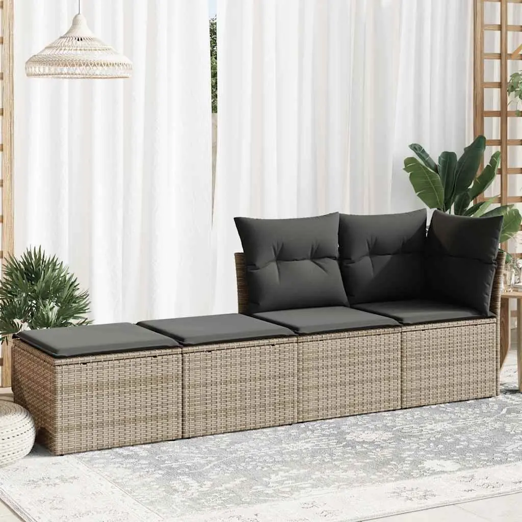Garden Sofa Set 2 Piece Outdoor Furniture Grey Poly Rattan with Cushions Patio