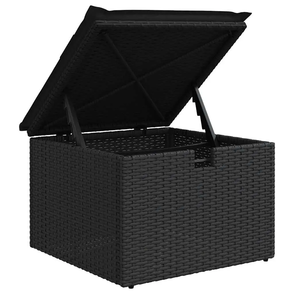 Garden Sofa Set 2 Piece Outdoor Furniture Black Poly Rattan with Storage