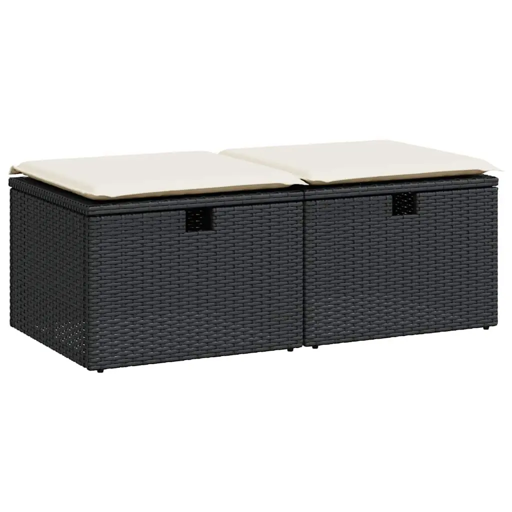 2 Piece Garden Sofa Set for Patio Black Poly Rattan Outdoor