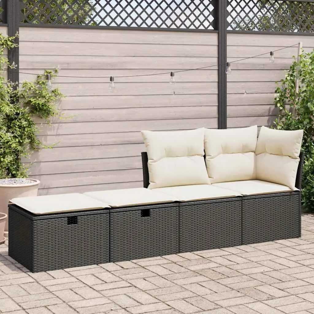 2 Piece Garden Sofa Set for Patio Black Poly Rattan Outdoor