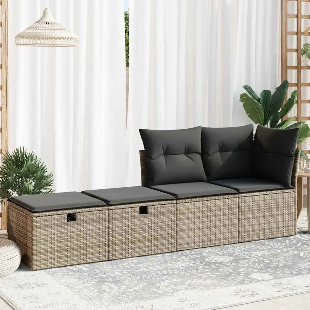 Garden Sofa Set 2 Piece Outdoor Furniture with Cushions Storage Grey Patio