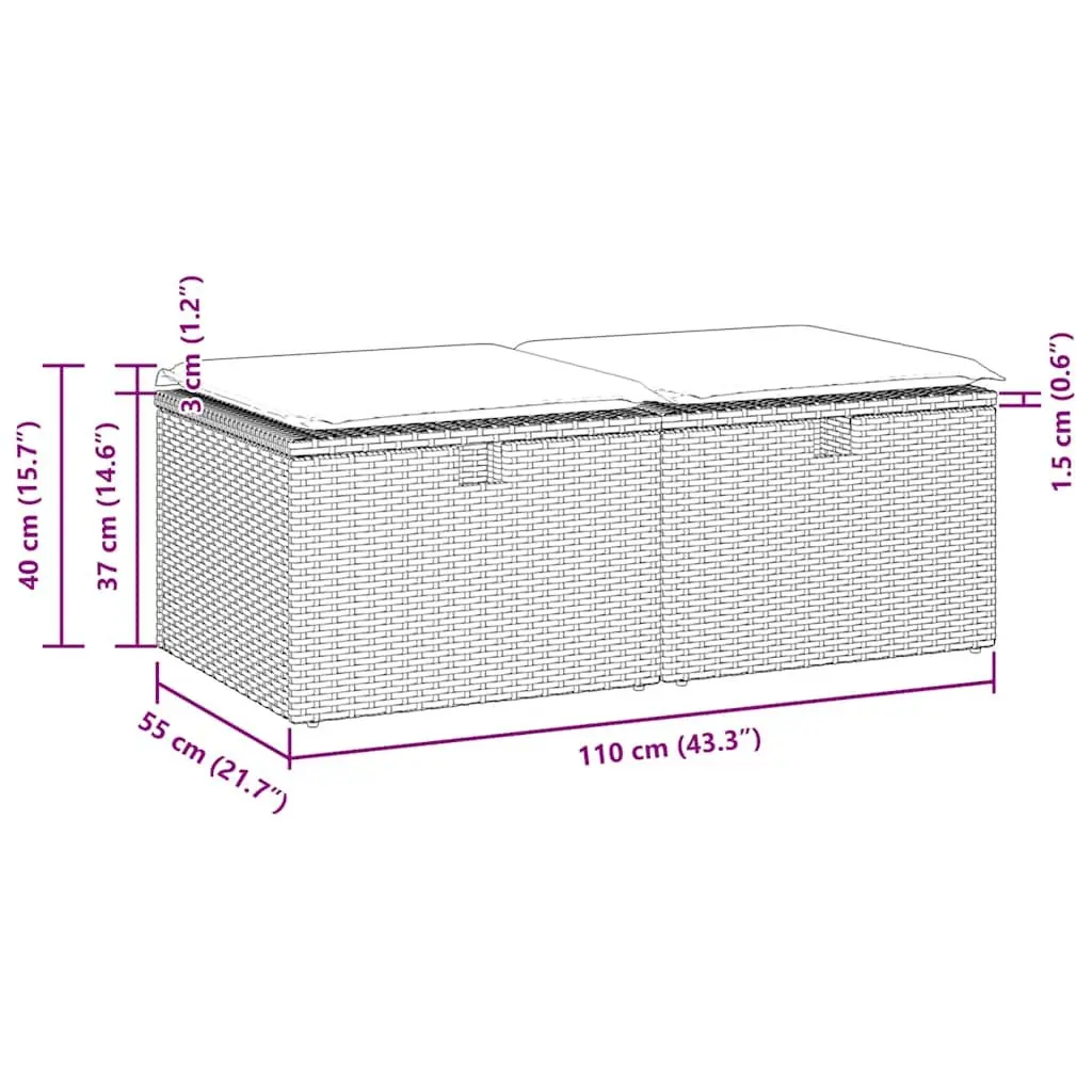 Garden Sofa Set 2 Piece Outdoor Furniture with Cushions Storage Grey Patio