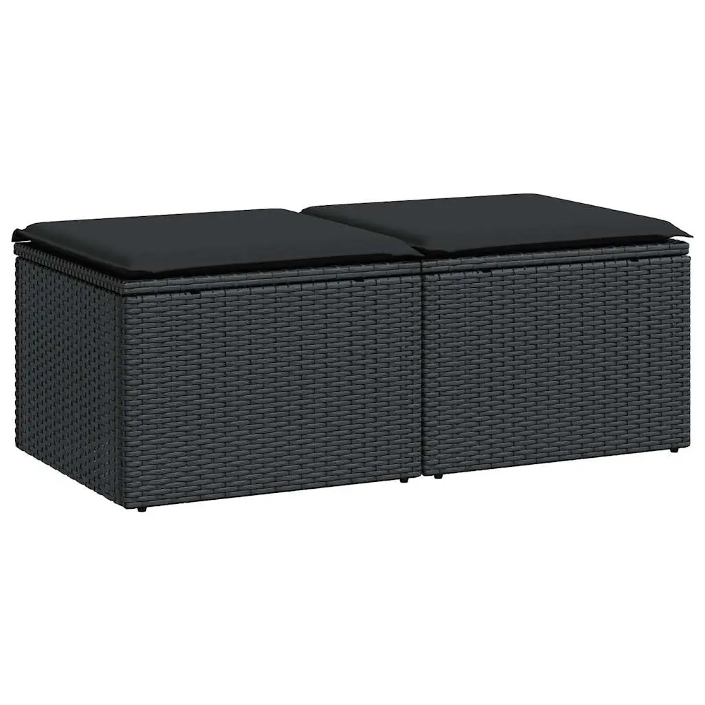 Garden Sofa Set 2 Piece Outdoor Furniture Black PE Rattan Modular