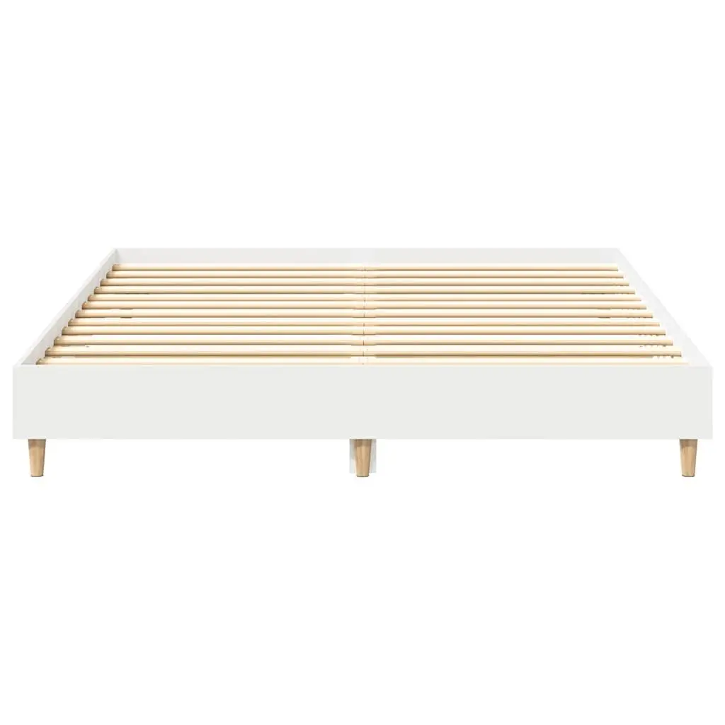 Bed Frame for Bedroom White 150x200cm Engineered Wood Slatted Base