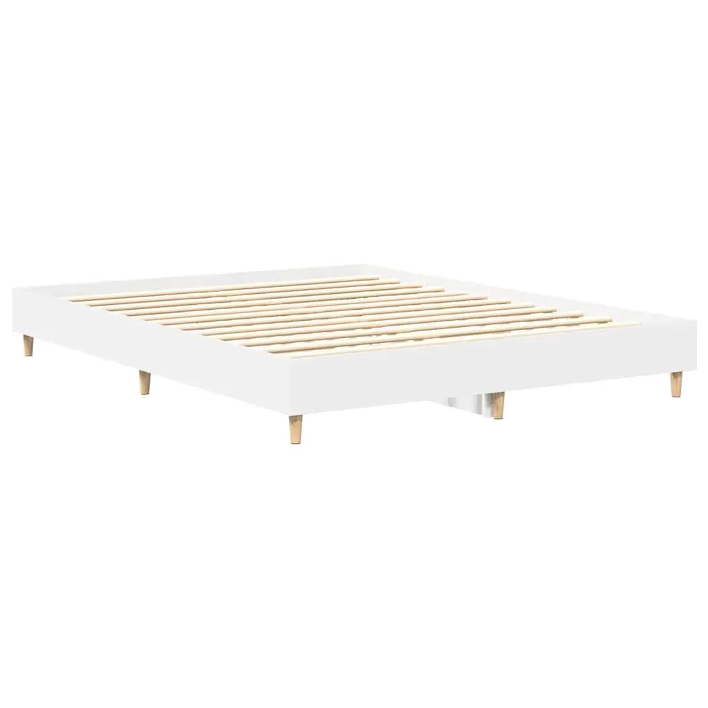 Bed Frame for Bedroom White 150x200cm Engineered Wood Slatted Base