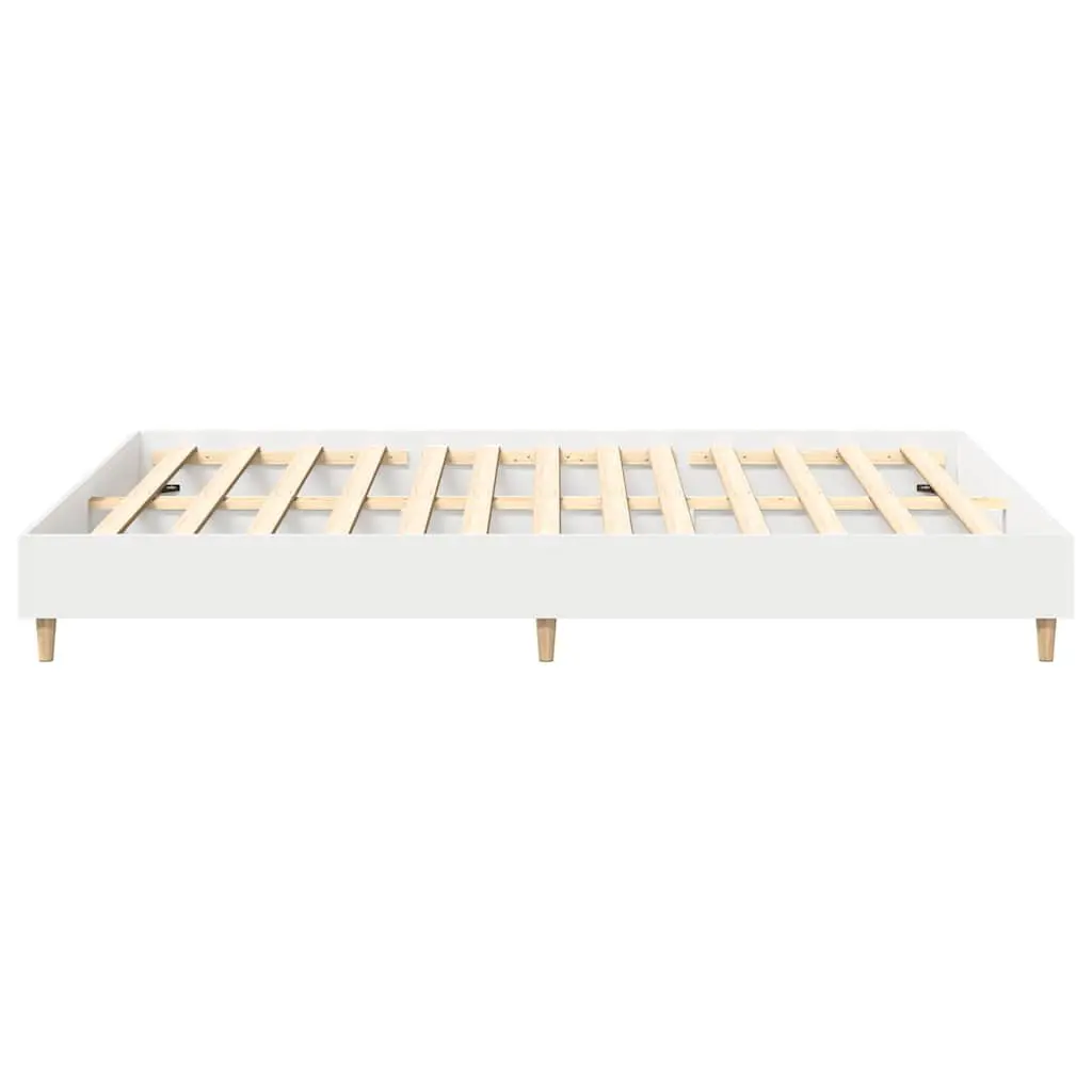 Bed Frame for Bedroom White 150x200cm Engineered Wood Slatted Base