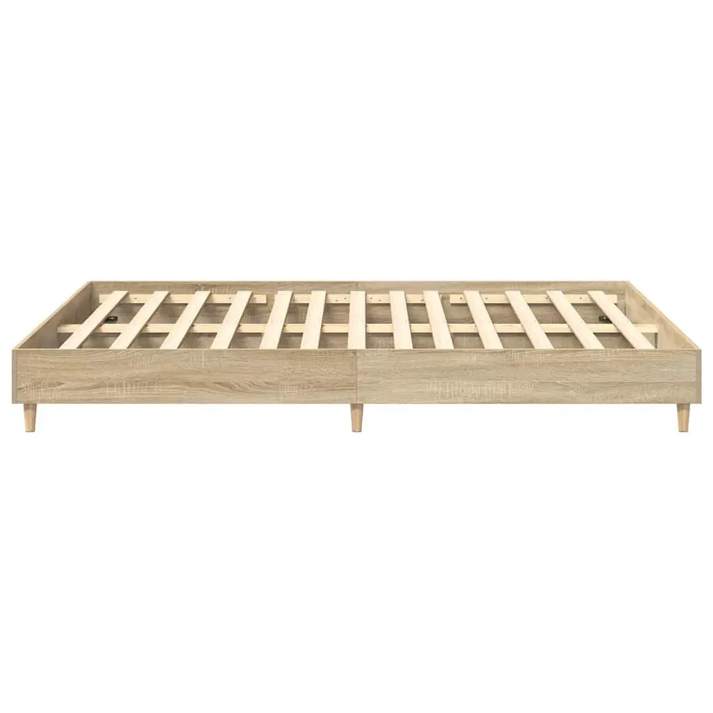 Bed Frame Bedroom 150x200 cm Engineered Wood Slatted Base Sonoma Oak