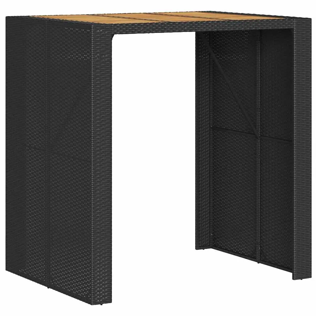 3 Piece Garden Bar Set Outdoor Poly Rattan Bar Stool Table Black Patio Furniture
