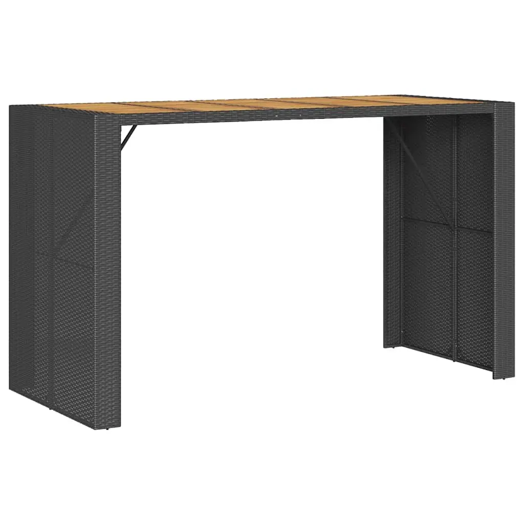 Outdoor Bar Set for Garden and Patio 7 Piece Black Rattan Furniture with Stools