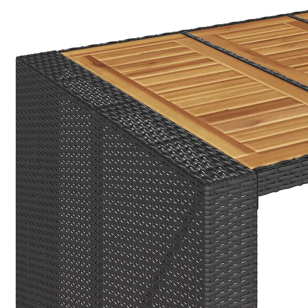 Outdoor Bar Set for Garden and Patio 7 Piece Black Rattan Furniture with Stools