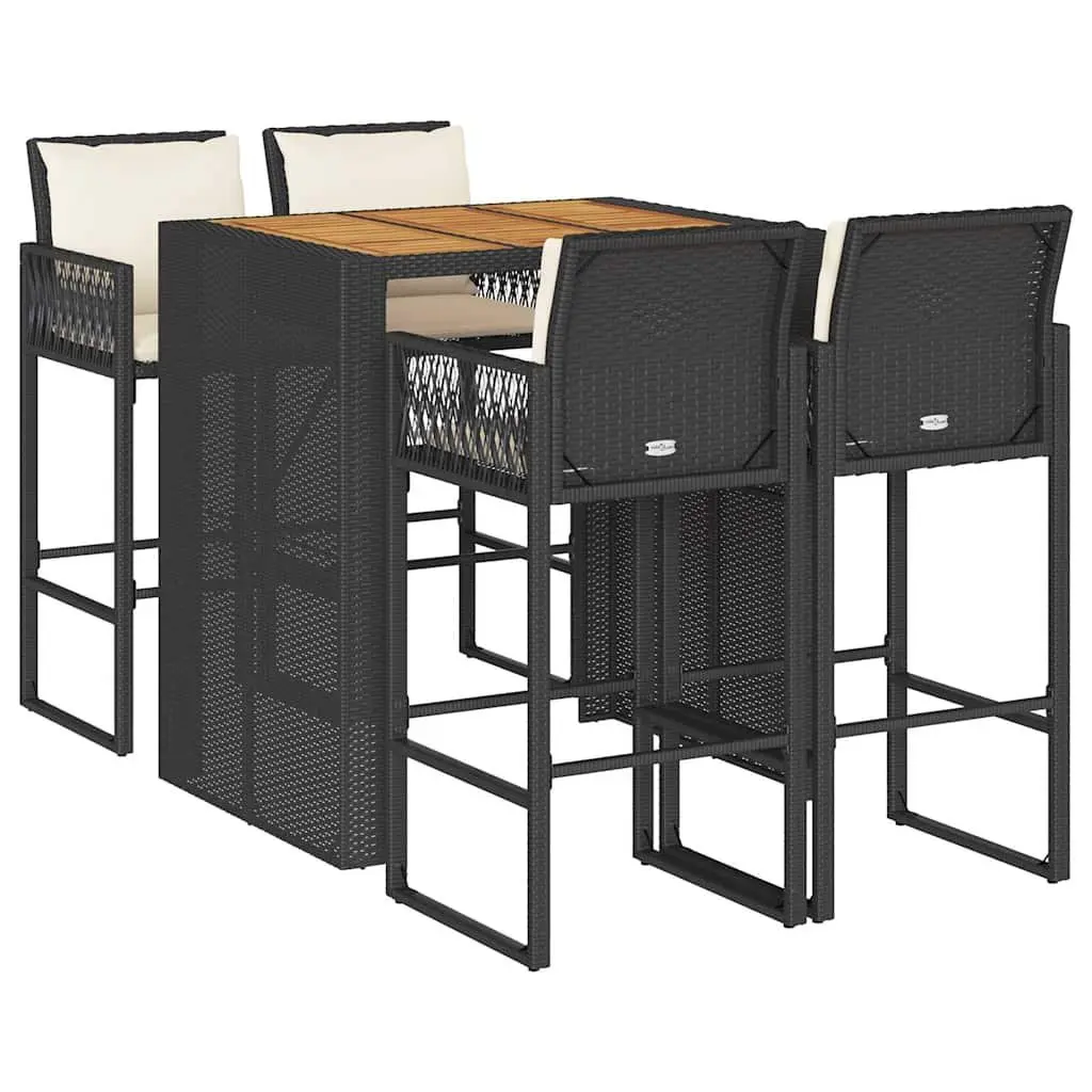 5 Piece Garden Bar Set Black Outdoor Furniture for Patio and Garden