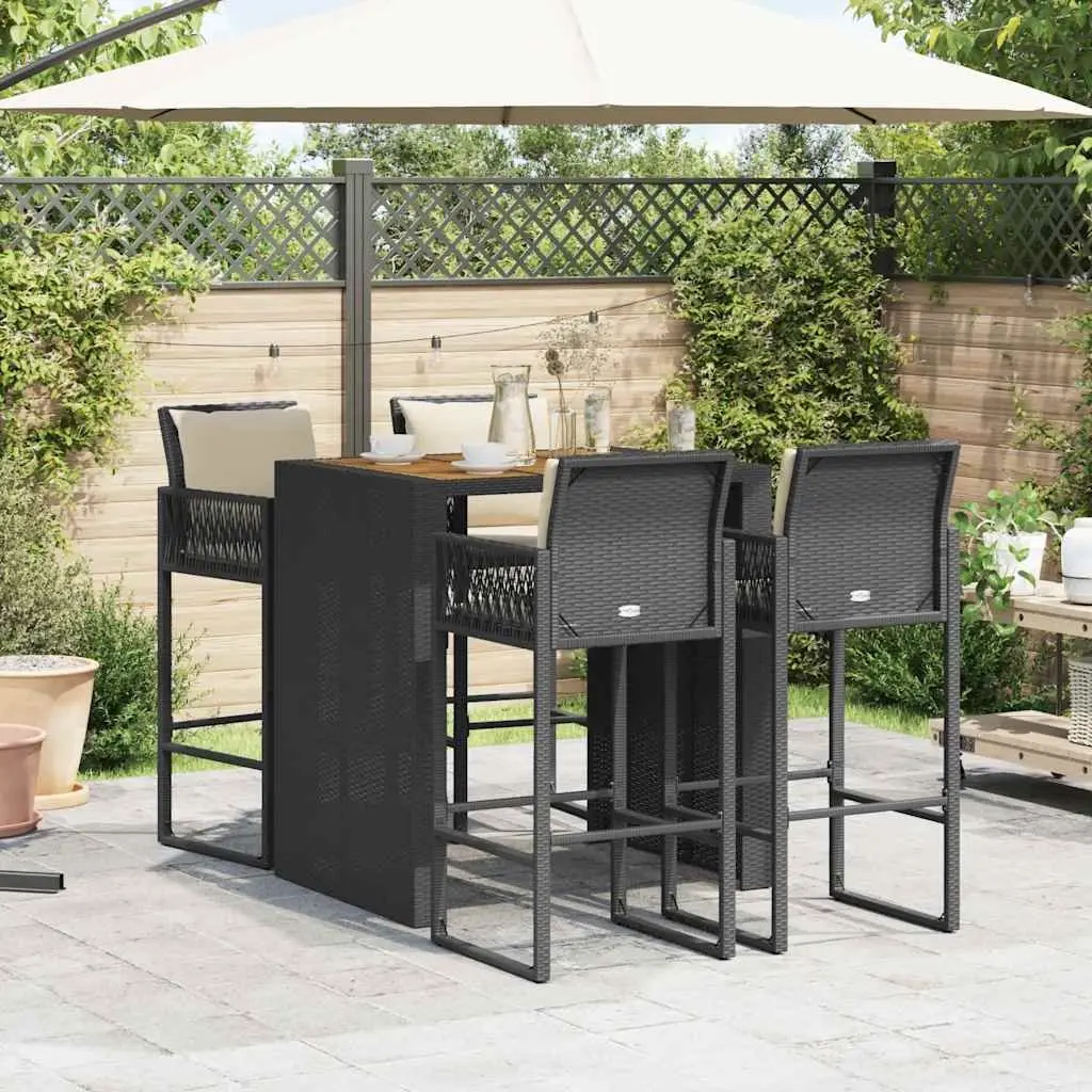 5 Piece Garden Bar Set Black Outdoor Furniture for Patio and Garden