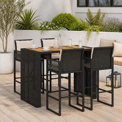 Specifications of 5 Piece Black Garden Bar Set with Cushions