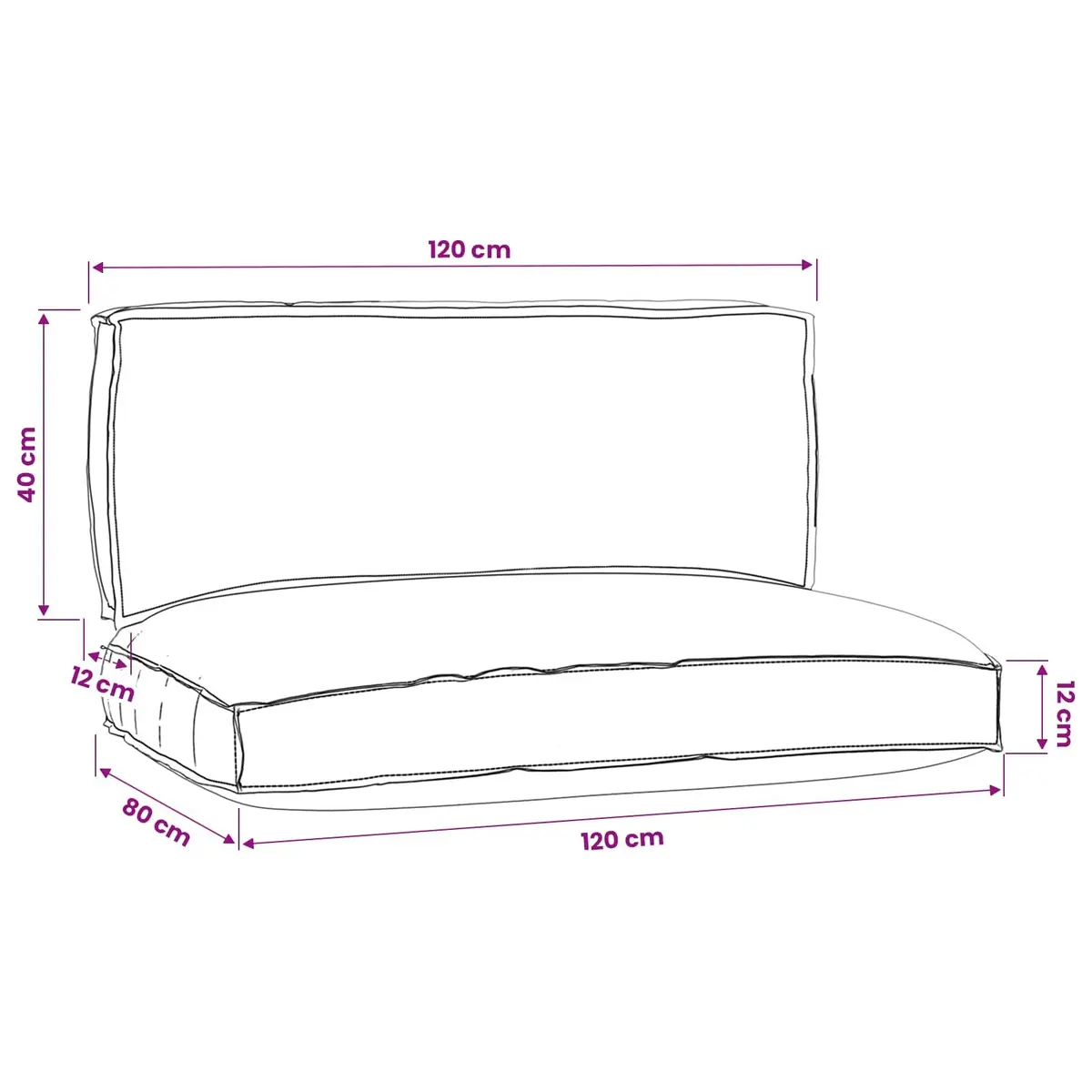 Pallet Cushion Set Outdoor Garden Seating Anthracite 120x80x52cm