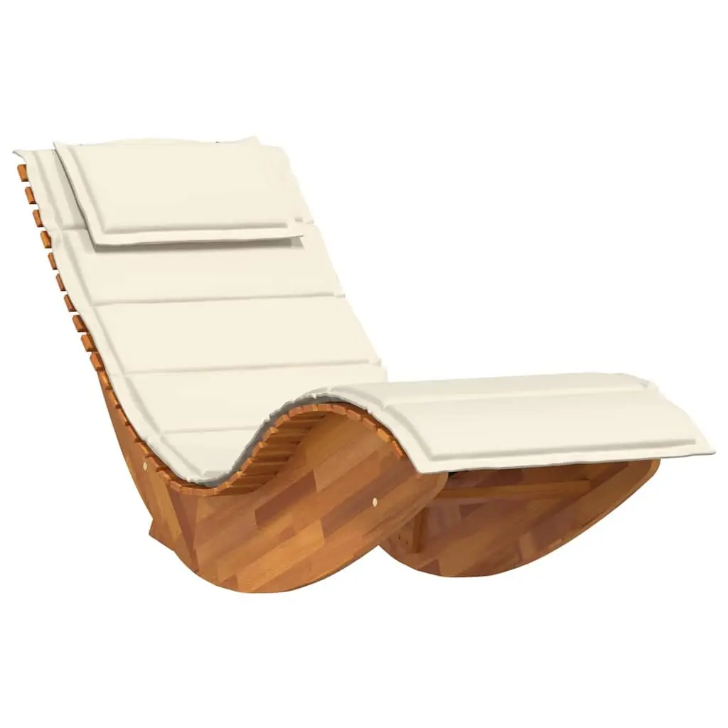 Sun Lounger Outdoor Acacia Wood 2pcs Garden Pool Deck Chairs Brown