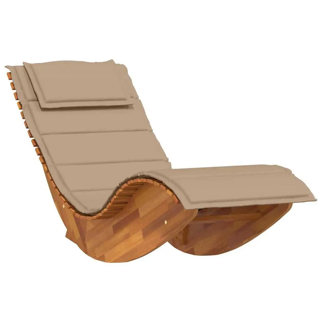 Sun Lounger Outdoor Acacia Wood 2pcs Set Garden Pool Deck Chair Brown