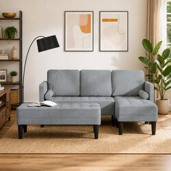 2-Piece Light Grey Modular Sofa Specifications