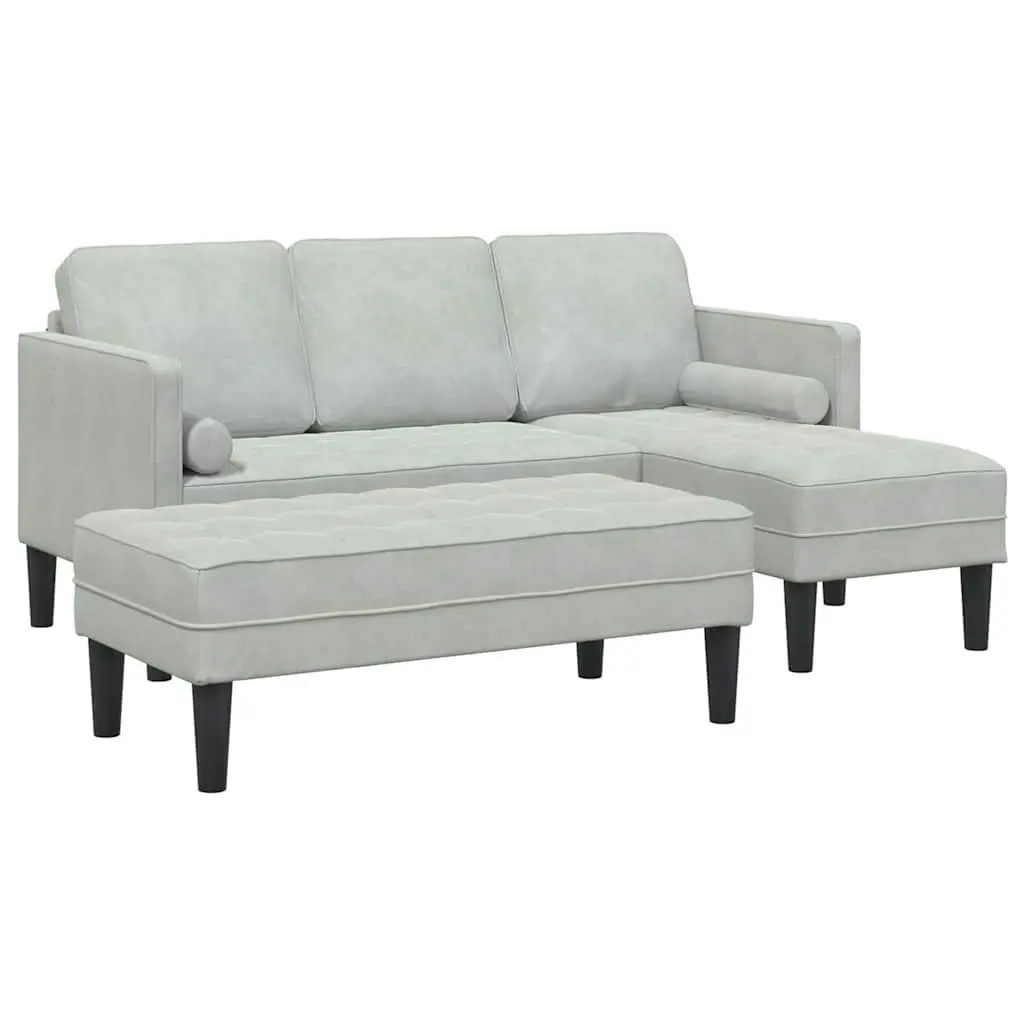 Sofa Set 2 pcs Light Grey Polyester Modular Lounge Couch Living Room Seating