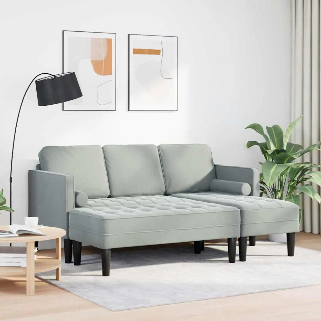 Sofa Set 2 pcs Light Grey Polyester Modular Lounge Couch Living Room Seating