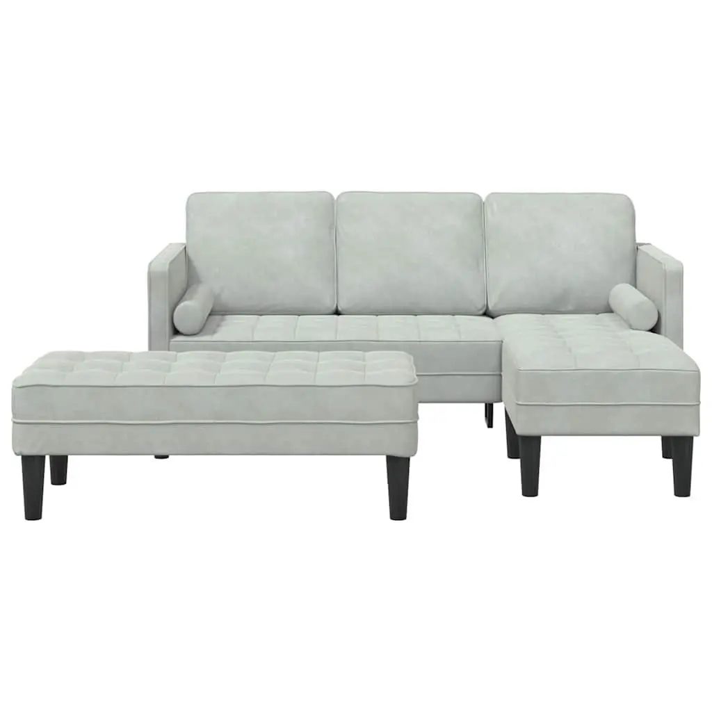 Sofa Set 2 pcs Light Grey Polyester Modular Lounge Couch Living Room Seating