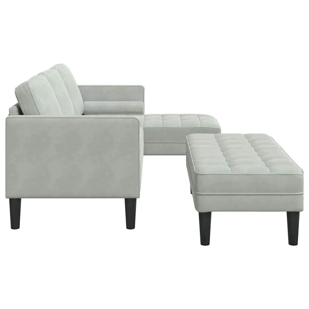 Sofa Set 2 pcs Light Grey Polyester Modular Lounge Couch Living Room Seating