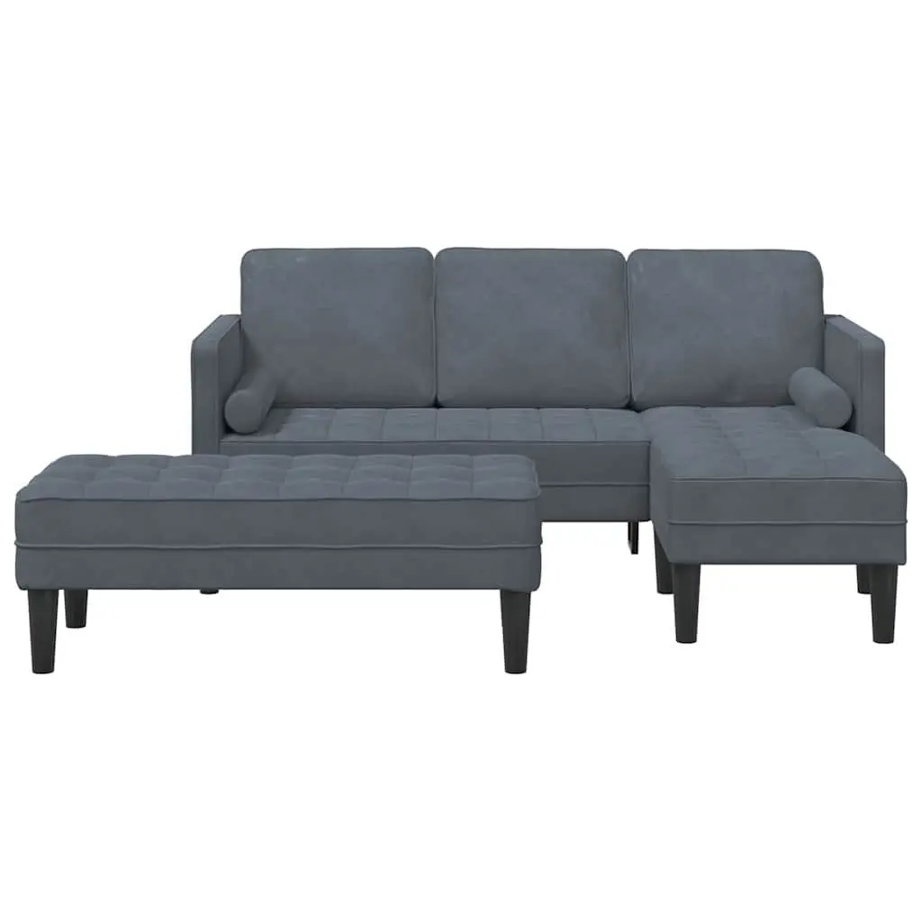 Modern Modular Sofa Set 2-Piece Grey Polyester Living Room Furniture