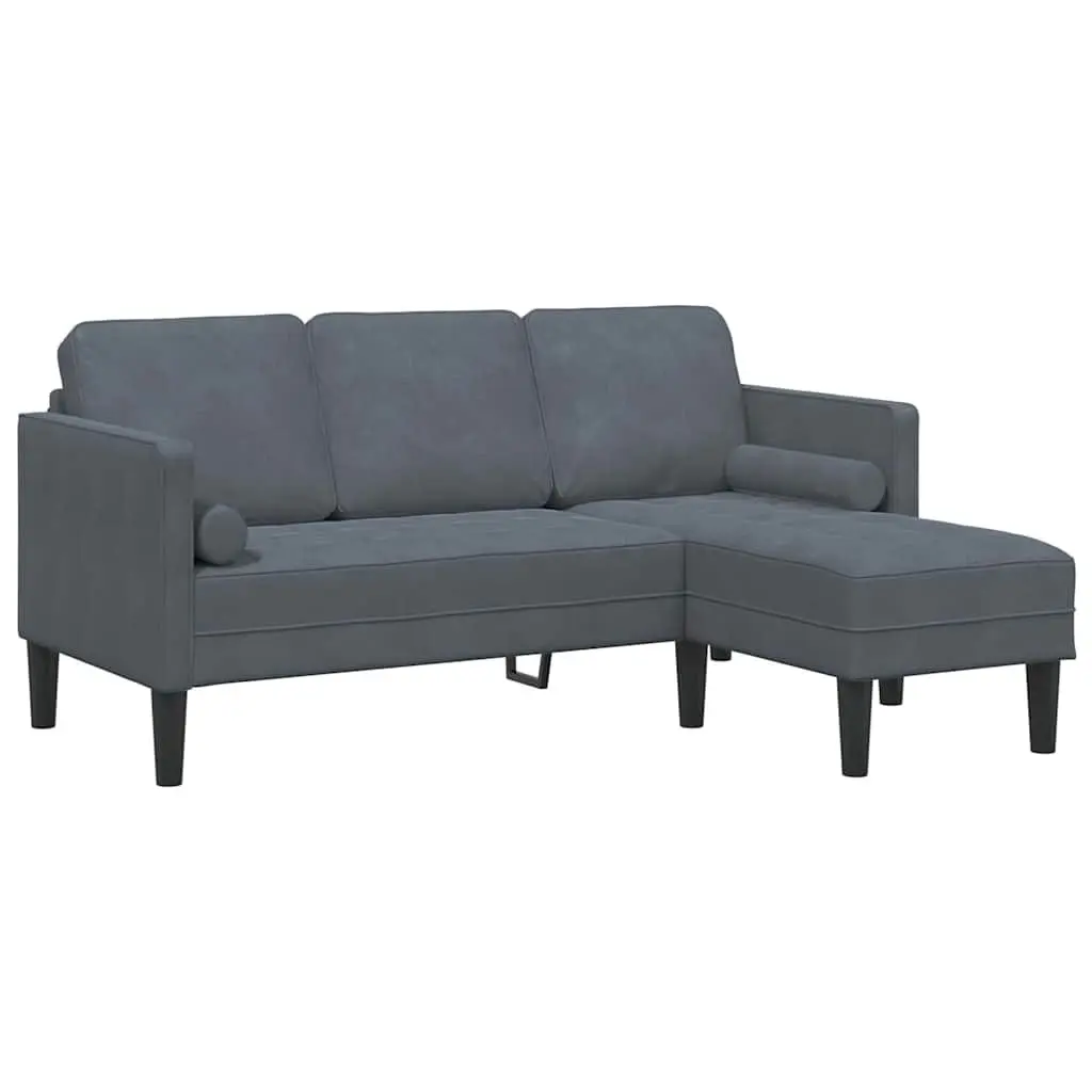 Modern Modular Sofa Set 2-Piece Grey Polyester Living Room Furniture