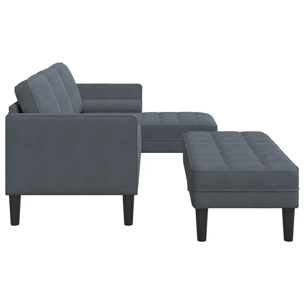 Modern Modular Sofa Set 2-Piece Grey Polyester Living Room Furniture