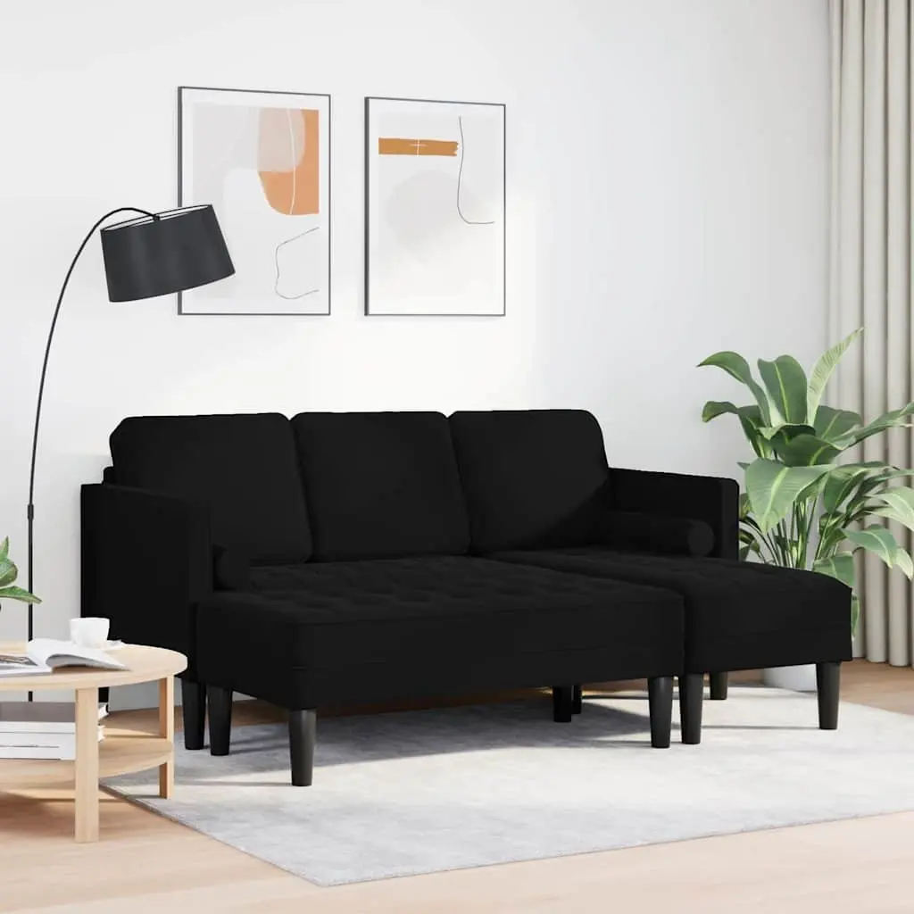 2-Piece Black Sofa Set with Polyester Upholstery and Wood Frame