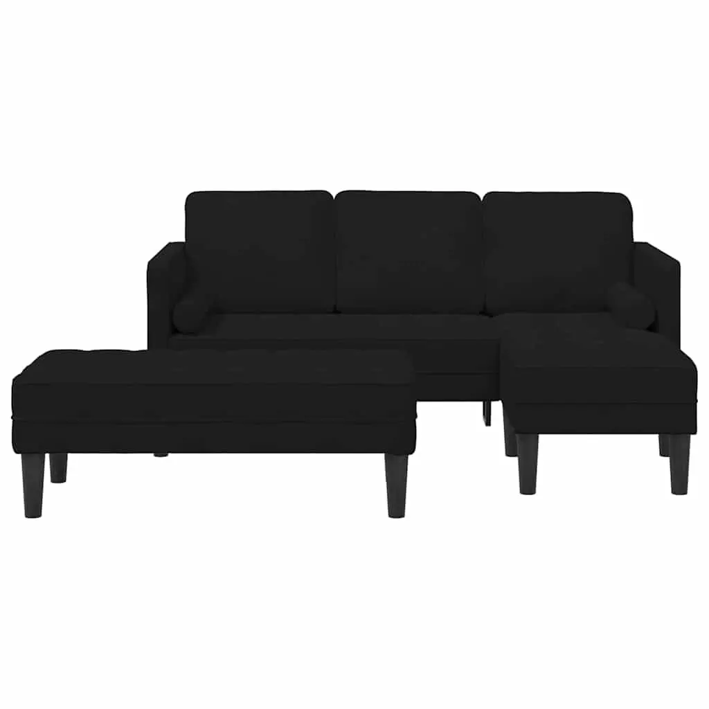 2-Piece Black Sofa Set with Polyester Upholstery and Wood Frame