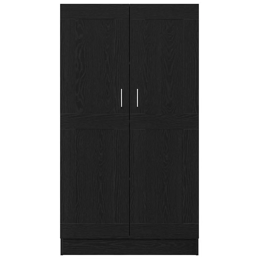 Book Cabinet Black Oak Modern Storage Shelving Unit Hinged Doors Standing