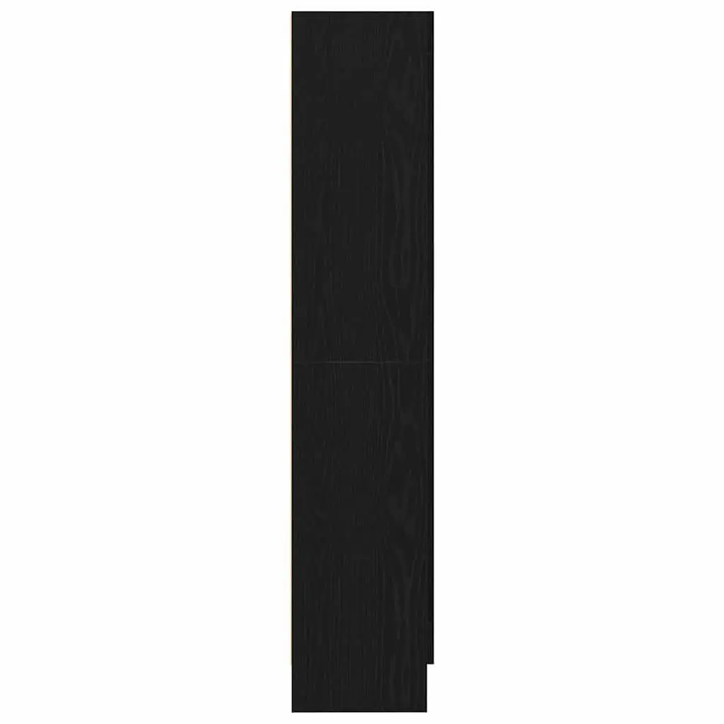 Book Cabinet Black Oak Modern Storage Shelving Unit Hinged Doors Standing