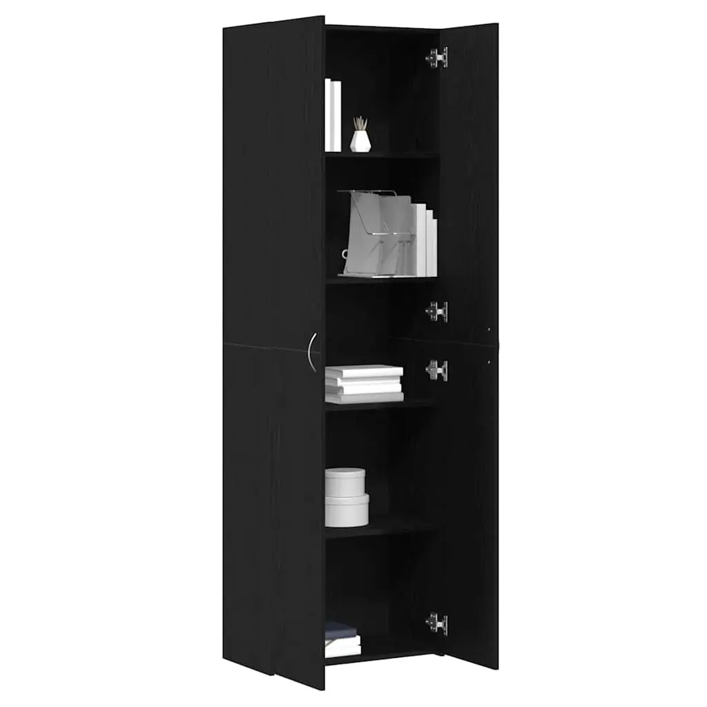 Filing Cabinet Office Storage Organizer Black Engineered Wood Hinge Door