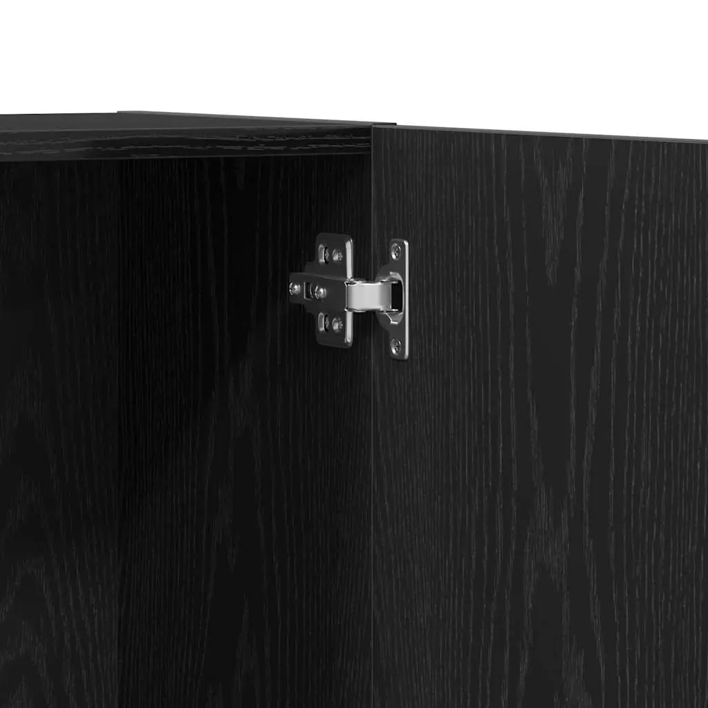 Filing Cabinet Office Storage Organizer Black Engineered Wood Hinge Door