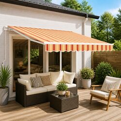 Retractable Awning Specs: Yellow, 300 x 250 cm, Manual Crank
