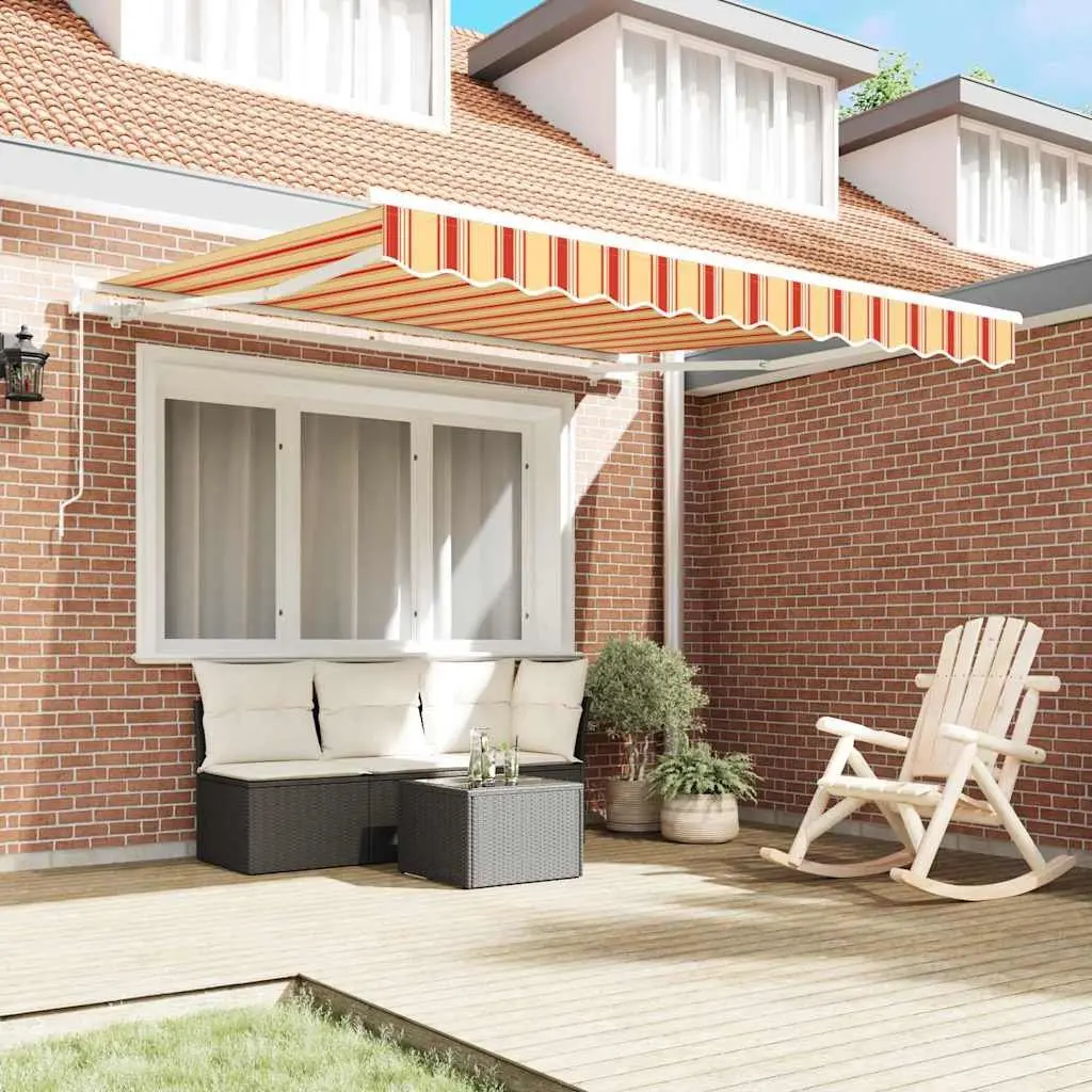 Retractable Awning Outdoor Garden Patio Shade Yellow 300 x 250 cm Manual Crank