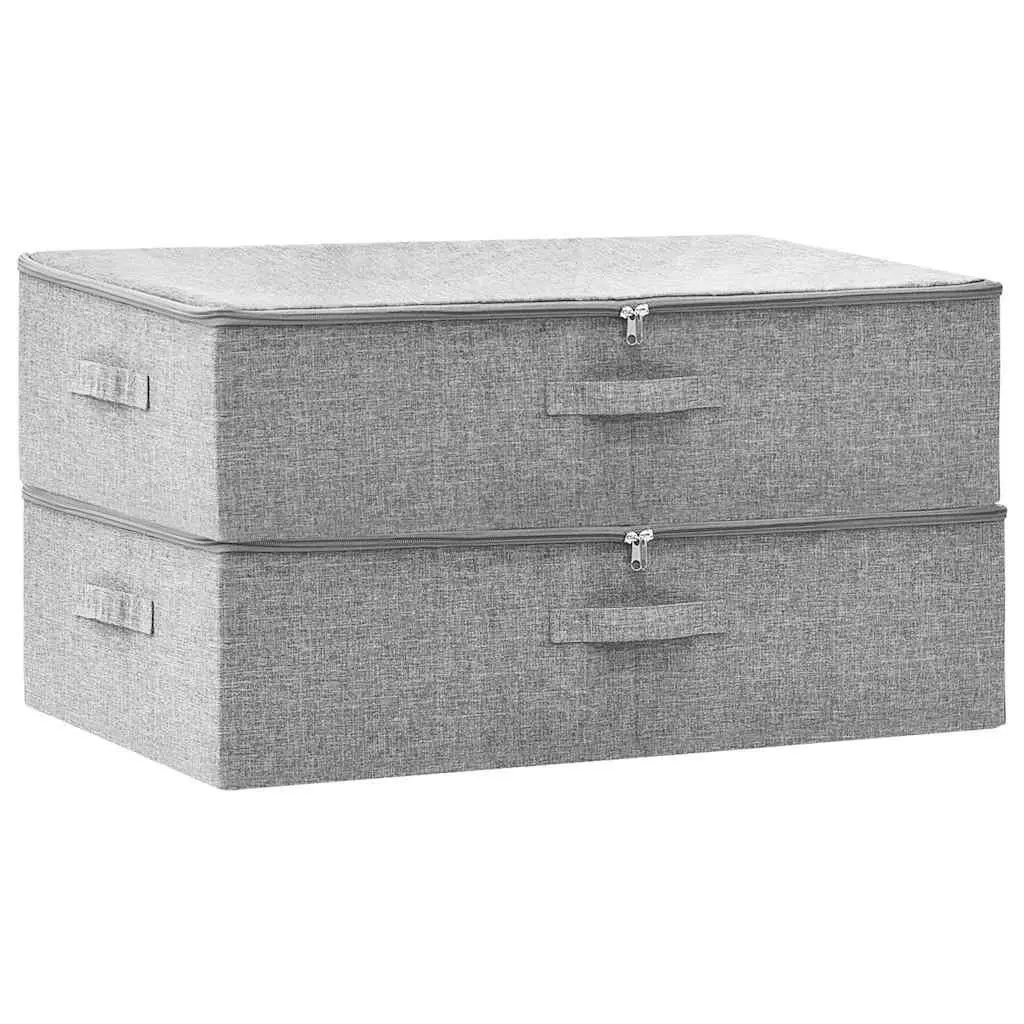 Foldable Storage Boxes for Home Organisation Grey 70 x 40 x 18 cm Set of 2