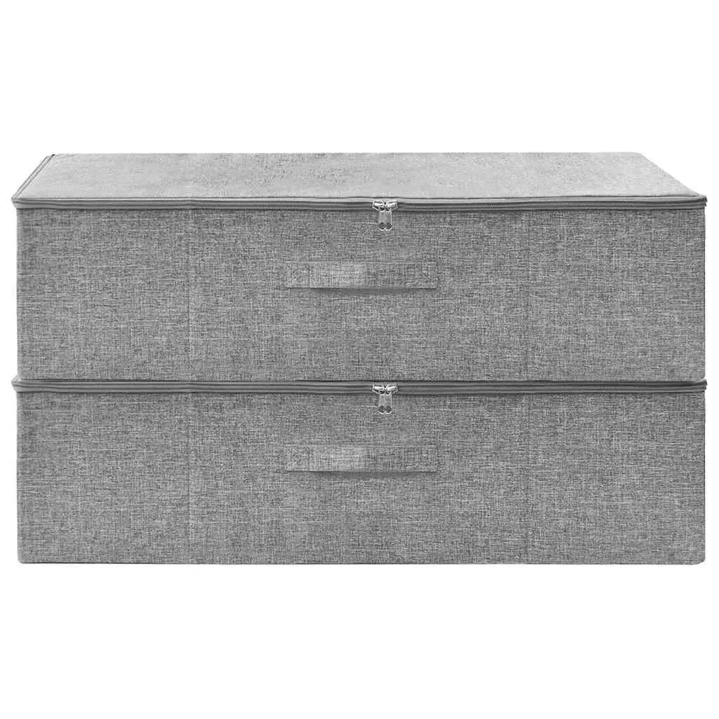 Foldable Storage Boxes for Home Organisation Grey 70 x 40 x 18 cm Set of 2