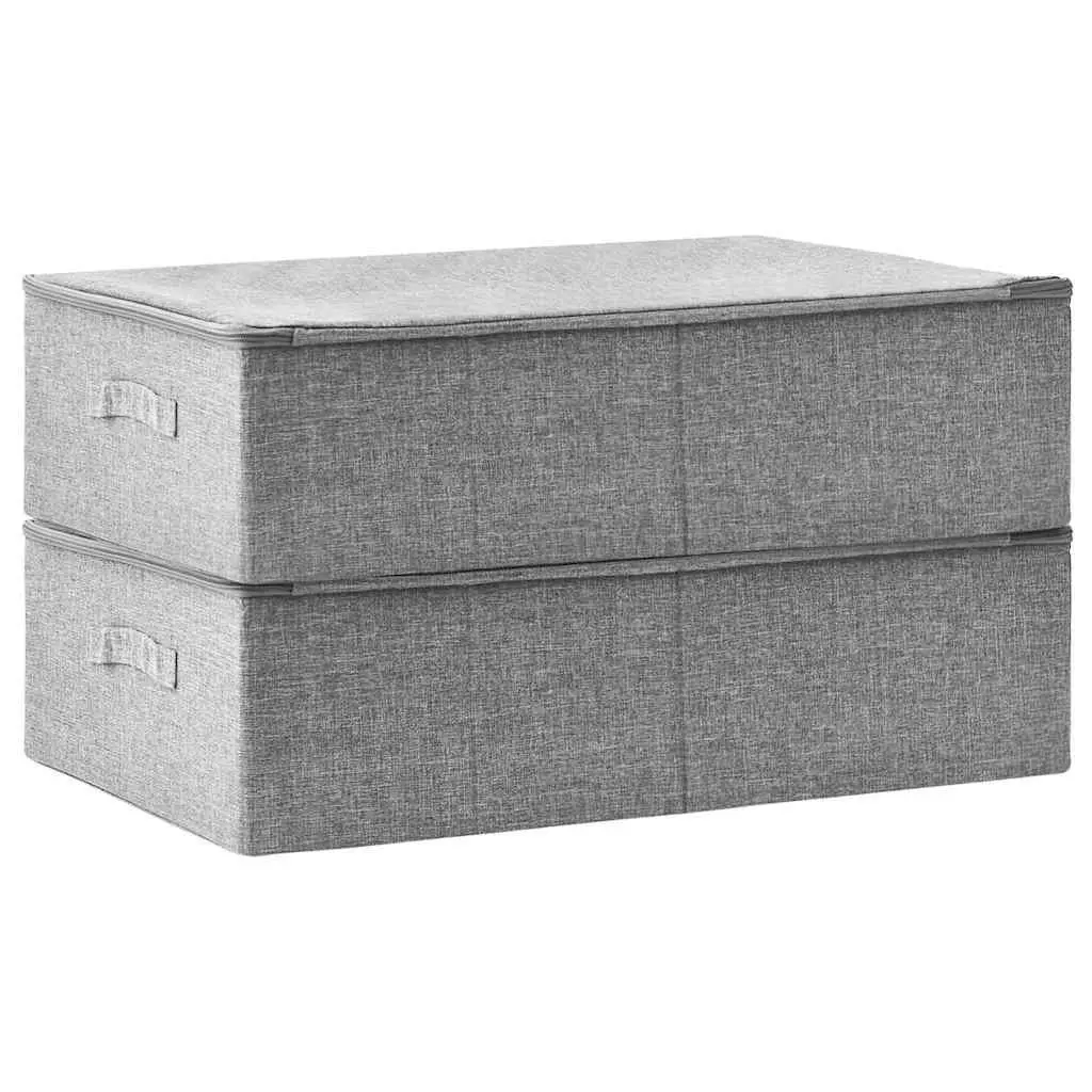 Foldable Storage Boxes for Home Organisation Grey 70 x 40 x 18 cm Set of 2