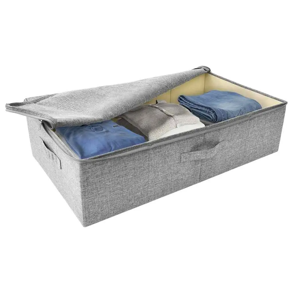 Foldable Storage Boxes for Home Organisation Grey 70 x 40 x 18 cm Set of 2