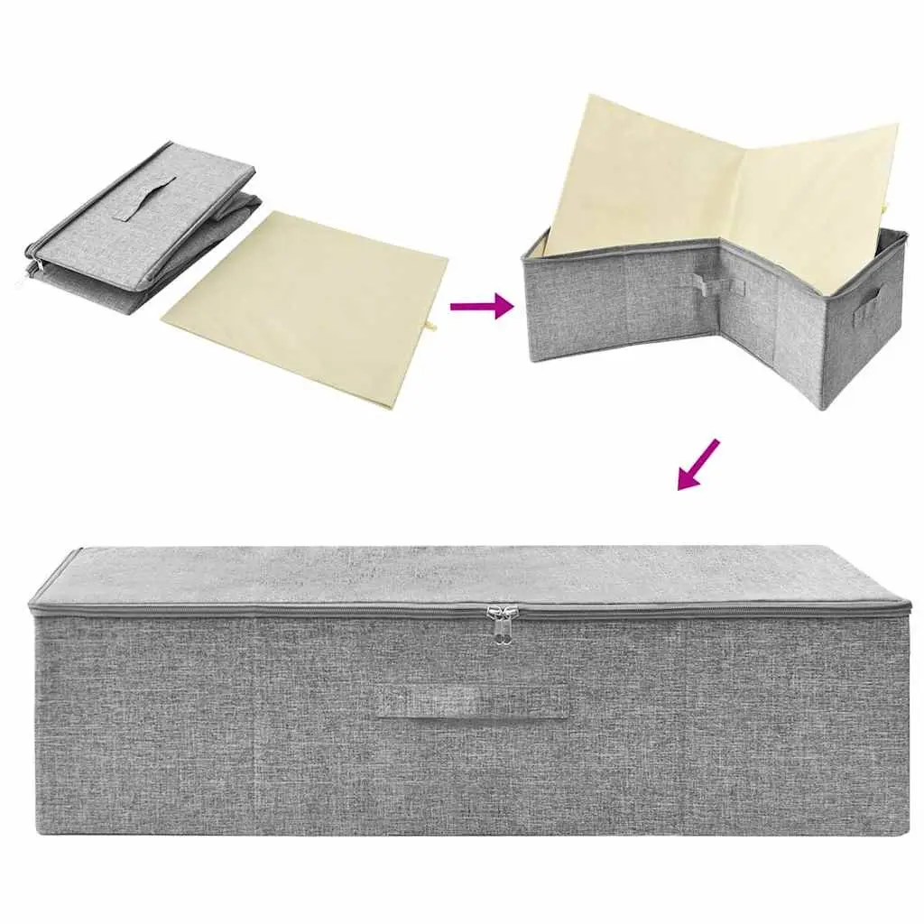 Foldable Storage Boxes for Home Organisation Grey 70 x 40 x 18 cm Set of 2