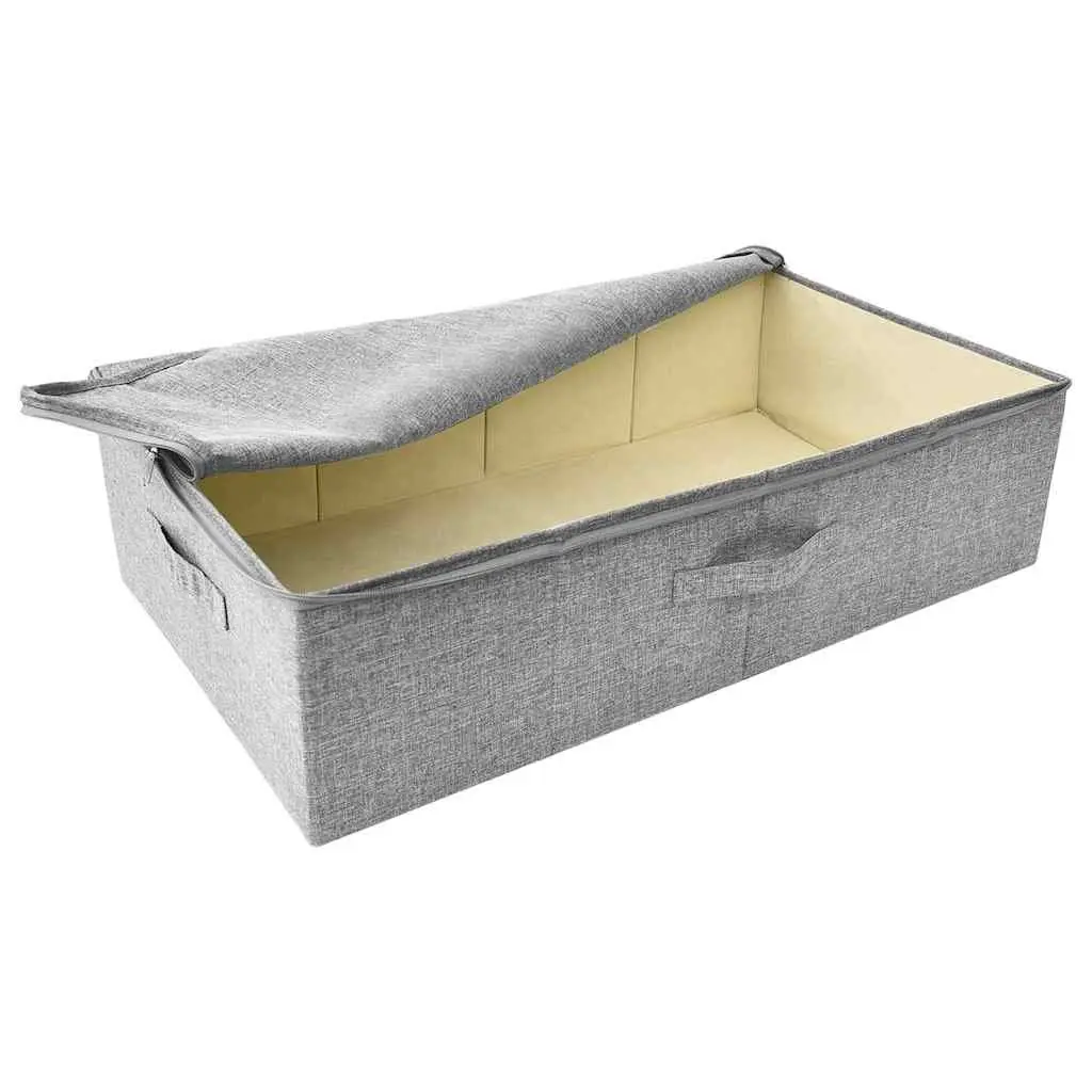 Foldable Storage Boxes for Home Organisation Grey 70 x 40 x 18 cm Set of 2